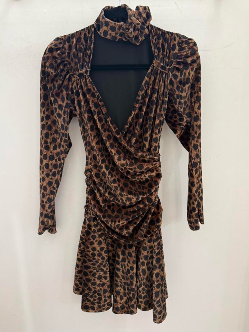 Velvet Leopard Print Choker Mini Dress 🖤